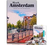 1000 Piece Jigsaw Puzzles for Teenagers Gifts Visit Amsterdam,Help The Brain Exercise Addictive Toys to Cultivate Patience Wall Decoration (38x26cm)