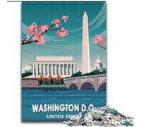 1000 Piece Jigsaw Puzzles for Teenagers Gifts Washington Dc Travel Art, Family Activity Enhance Love between Couples for Age 14+ 50x75cm
