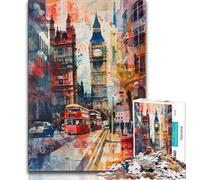 1000 Piece Jigsaw Puzzles for Teenagers Gifts Watercolor London Big Ben Puzzles,Decompressing Intellectual Educational Toy Perfect Decoration 26x38cm