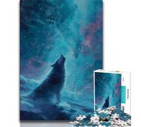 1000 Piece Jigsaw Puzzles for Teenagers Gifts Wolf Under The Aurora Jigsaw,Educational Games Home Decoration Suitable for Desktop Decoration (size 38x26cm)
