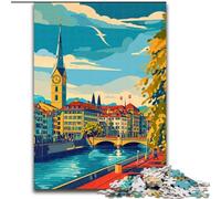 1000 Piece Jigsaw Puzzles for Teenagers Gifts Zurich Cityscape, for 14+ Challenging Game As A Gift for The Whole Family And Friends 50x75cm