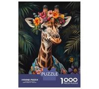 1000 Piece Jigsaw Puzzles for Teenagers Giraffe in Floral Attire Adult Puzzles Toy Wall Decor A Work of Art for Birthday, Chrismas 52x38cm/1000pcs