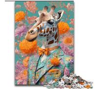 1000 Piece Jigsaw Puzzles for Teenagers Giraffe in Suit, Challenging Game And Family Play with Fully Interlocking Randomly Shaped Pieces (Size 50x75cm)
