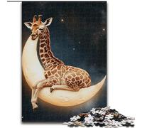 1000 Piece Jigsaw Puzzles for Teenagers Giraffe on The Moon, for Age 14 Years And over Home Decor As A Gift for The Whole Family And Friends (size 26x38cm)