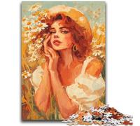 1000 Piece Jigsaw Puzzles for Teenagers Girl in Wildflowers Summer Family Game Stress Reliever Difficult Challenge Secret Santa Gifts 50x75cm