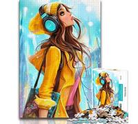 1000 Piece Jigsaw Puzzles for Teenagers Girl with Headphones Teenager Jigsaw,Family Activity Fun at Home Activities, Birthday Present,Travel Gifts 26x38cm