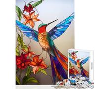 1000 Piece Jigsaw Puzzles for Teenagers Glass Hummingbird No Jigsaw Puzzles for Adults Stress Reliever Parent-child Interaction Birthday Present, Gifts, (38x52cm)