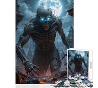 1000 Piece Jigsaw Puzzles for Teenagers Glowing-Eyed Skeleton Monster in Dark Fantasy Setting Educational Toy Secret Santa Gifts Brain Teaser Game Help The Brain Exercise Size 38x26cm