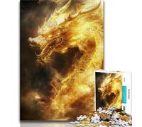 1000 Piece Jigsaw Puzzles for Teenagers Golden Chinese Dragon,Challenging Game And Family Play with Fully Interlocking Randomly Shaped Pieces (38x26cm)