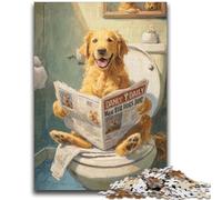 1000 Piece Jigsaw Puzzles for Teenagers Golden Retriever on The Toilet for 14+ Unique Challenge Game Family Games Christmas Birthday Gifts 50x75cm