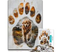 1000 Piece Jigsaw Puzzles for Teenagers Golden Retriever Portrait 1000 Pieces for Teenagers,Staycation Kill Time with Matching Poster And Trivia Sheet (size 75x50cm)