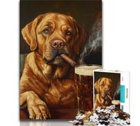 1000 Piece Jigsaw Puzzles for Teenagers Golden Retriever Smoking Teenager Puzzles,Quiz Game for Is Ideal As A Gift for The Whole Family (size 75x50cm)