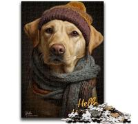 1000 Piece Jigsaw Puzzles for Teenagers Golden Retriever Wearing A Hat Adult Puzzles,Stress Reliever Staycation Kill Time Enhance Love between Couples (50x75cm)