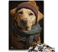 1000 Piece Jigsaw Puzzles for Teenagers Golden Retriever Wearing A Hat Suitable for Ages 14 And Up Intellectual Toy Game Educational Game for Birthday And Christmas 26x38cm