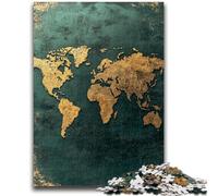 1000 Piece Jigsaw Puzzles for Teenagers Golden World Map Adult Jigsaw,Family Activity Fun at Home Activities, Birthday Present,Travel Gifts (75x50cm)