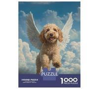 1000 Piece Jigsaw Puzzles for Teenagers Goldendoodle Dog Flying in The Sky Goldendoodle Remembrance Wall Art Teenager Puzzles Relaxing Games Hand Speed Race Help The Brain Exercise 38x26cm/1000pcs