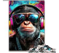 1000 Piece Jigsaw Puzzles for Teenagers Gorilla with Headphones Vibrant And Unique Design Relaxing & Challenging Puzzle Experience 50x75cm