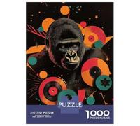 1000 Piece Jigsaw Puzzles for Teenagers Gorilla with Records Digital Art Gorilla Urban Jungle Puzzle for Adults Family Games Presents for Women Stress Reduction Gifts 70x50cm/1000pcs