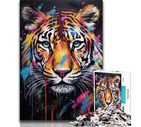 1000 Piece Jigsaw Puzzles for Teenagers Graffiti Art Tiger 1000 Pieces for Adults,Quiz Game Wall Decoration Unique Birthday And Xmas Gifts 26x38cm