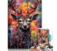 1000 Piece Jigsaw Puzzles for Teenagers Graffiti Deer Adult Puzzles,Learning Educational Toys Family Games Unique Birthday And Gifts 26x38cm