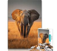 1000 Piece Jigsaw Puzzles for Teenagers Grassland Elephants Puzzles for Teenagers,Challenging Family Activity Games DIY Toy for Home Wall Decor Gifts (size 38x26cm)