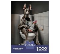 1000 Piece Jigsaw Puzzles for Teenagers Great Dane Reading on Toilet Puzzles for Adults Anti-Stress Toys Analysis And Logic Unique Birthday And Gifts 38x26cm/1000pcs