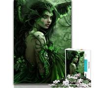1000 Piece Jigsaw Puzzles for Teenagers Green Lady Demon with Wings 1000 Piece Puzzle,Challenging Family Activity Games DIY Toy for Home Wall Decor Gifts 75x50cm