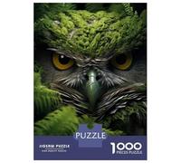 1000 Piece Jigsaw Puzzles for Teenagers Green Mossy Owl in Forest Puzzle for Adults Brain Teaser Game Birthday Present Help The Brain Exercise 70x50cm/1000pcs