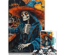 1000 Piece Jigsaw Puzzles for Teenagers Halloween Skeleton,Challenging Game And Family Play with Fully Interlocking Randomly Shaped Pieces (75x50cm)