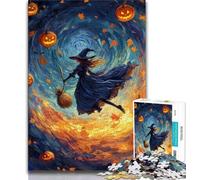 1000 Piece Jigsaw Puzzles for Teenagers Halloween Witch Teenager Jigsaw,Educational Games Home Decoration Suitable for Desktop Decoration (size 75x50cm)