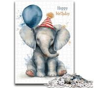 1000 Piece Jigsaw Puzzles for Teenagers Happy Birthday Elephant Challenging To Complete But Fun And Humorous with Matching Poster And Trivia Sheet 26x38cm