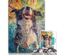 1000 Piece Jigsaw Puzzles for Teenagers Happy Border Collie 1000 Piece Puzzle,Challenging Game for Is Ideal As A Gift for The Whole Family 38x26cm