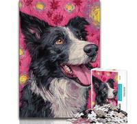 1000 Piece Jigsaw Puzzles for Teenagers Happy Border Collie Adult Puzzles,Learning Educational Toys Family Games Unique Birthday And Gifts 26x38cm