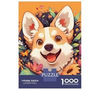 1000 Piece Jigsaw Puzzles for Teenagers Happy Corgi with Floral Background Puzzles for Adults Anti-Stress Toys Analysis And Logic Unique Birthday And Gifts 38x26cm/1000pcs