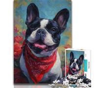 1000 Piece Jigsaw Puzzles for Teenagers Happy French Bulldog,Family Game Stress Reliever Difficult Challenge Enhance Love between Couples (75x50cm)