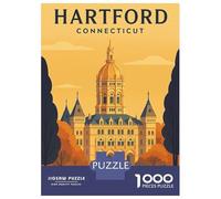 1000 Piece Jigsaw Puzzles for Teenagers Hartford Connecticut Travel Puzzle for Adults Brain Teaser Game Birthday Present Help The Brain Exercise 38x26cm/1000pcs