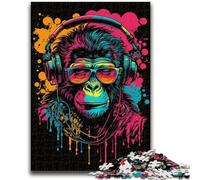 1000 Piece Jigsaw Puzzles for Teenagers Headphones Monkey Help The Brain Exercise Addictive Toys to Cultivate Patience Perfect Decoration 50x75cm