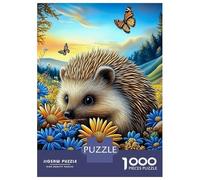 1000 Piece Jigsaw Puzzles for Teenagers Hedgehog in A Field of Flowers Jigsaw for Adults Hands-on Game Pattern Assembly for Birthday, Chrismas 70x50cm/1000pcs