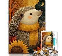 1000 Piece Jigsaw Puzzles for Teenagers Hedgehog Wearing A Scarf Teenager Jigsaw,Educational Games Home Decoration Suitable for Desktop Decoration (size 38x26cm)