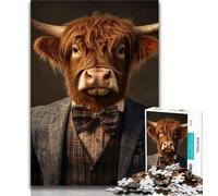 1000 Piece Jigsaw Puzzles for Teenagers Highland Cattle in Suits Teenager Puzzles,Toys Educational Games Stress Relieving Unique Birthday And Gifts (size 38x26cm)