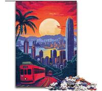 1000 Piece Jigsaw Puzzles for Teenagers Hong Kong Skyline Tram, for And 14 Years And over for Educational Game Challenge Toy Gift for Birthdays 26x38cm
