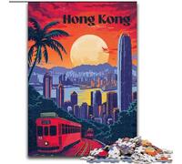 1000 Piece Jigsaw Puzzles for Teenagers Hong Kong Sunset Glow, Toys Educational Games Stress Relieving Parent-child Interaction 50x75cm