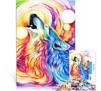 1000 Piece Jigsaw Puzzles for teenagers Howling Rainbow Wolf Familienaktivität Wunschliste mit dem Weihnachtsmann50x70cm