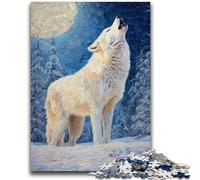 1000 Piece Jigsaw Puzzles for Teenagers Howling White Wolf Jigsaw,for Educational Game Challenge Toy Birthday Present, Gifts, Wall Art (75x50cm)