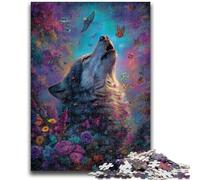 1000 Piece Jigsaw Puzzles for Teenagers Howling Wolf Oil Painting Adult Jigsaw,Fun Activity for Home, Rainy Days Toys, Birthday Gifts (38x26cm)