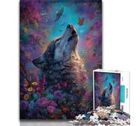 1000 Piece Jigsaw Puzzles for Teenagers Howling Wolf Oil Painting Jigsaw,Toys Educational Games Stress Relieving Unique Birthday And Gifts 75x50cm