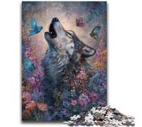 1000 Piece Jigsaw Puzzles for Teenagers Howling Wolf Oil Painting Puzzles,Decompressing Intellectual Educational Toy Perfect Decoration (38x26cm)