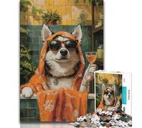1000 Piece Jigsaw Puzzles for Teenagers Husky in The Bathroom Teenager Puzzles,Quiz Game for Is Ideal As A Gift for The Whole Family (size 38x26cm)