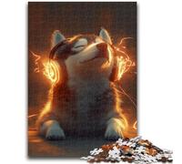 1000 Piece Jigsaw Puzzles for Teenagers Husky Wearing Headphones Teenager Jigsaw,Birthday Present, Gifts, Wall Art for Age 14 Years Up (75x50cm)