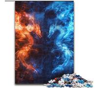 1000 Piece Jigsaw Puzzles for Teenagers Ice And Fire Dragon, Challenging Game Toys Wall Decoration Unique Birthday And Xmas Gifts (Size 26x38cm)